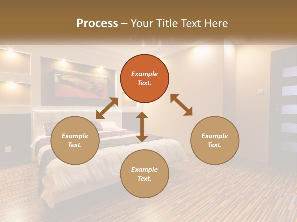 A Bedroom With A Bed And A Chandelier PowerPoint Template