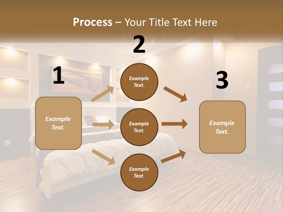 A Bedroom With A Bed And A Chandelier PowerPoint Template