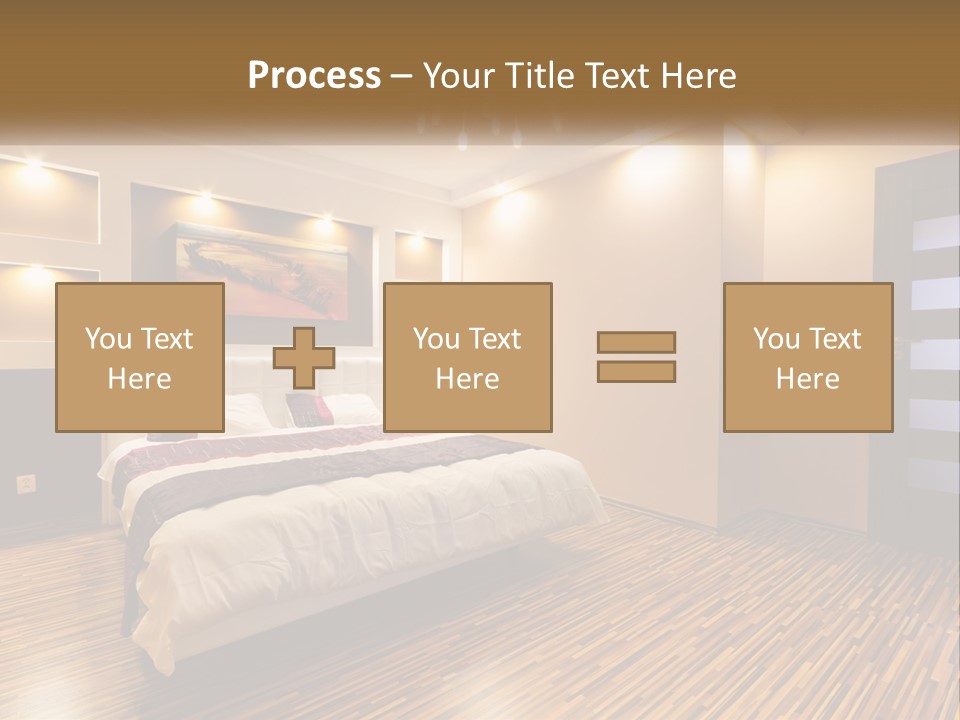 A Bedroom With A Bed And A Chandelier PowerPoint Template