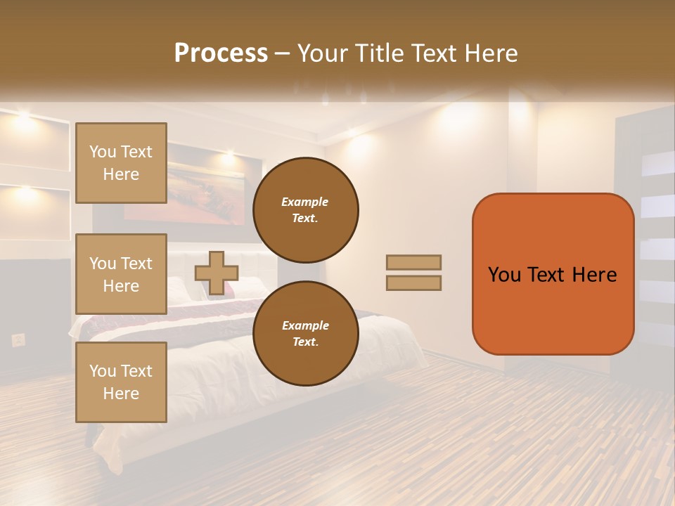 A Bedroom With A Bed And A Chandelier PowerPoint Template