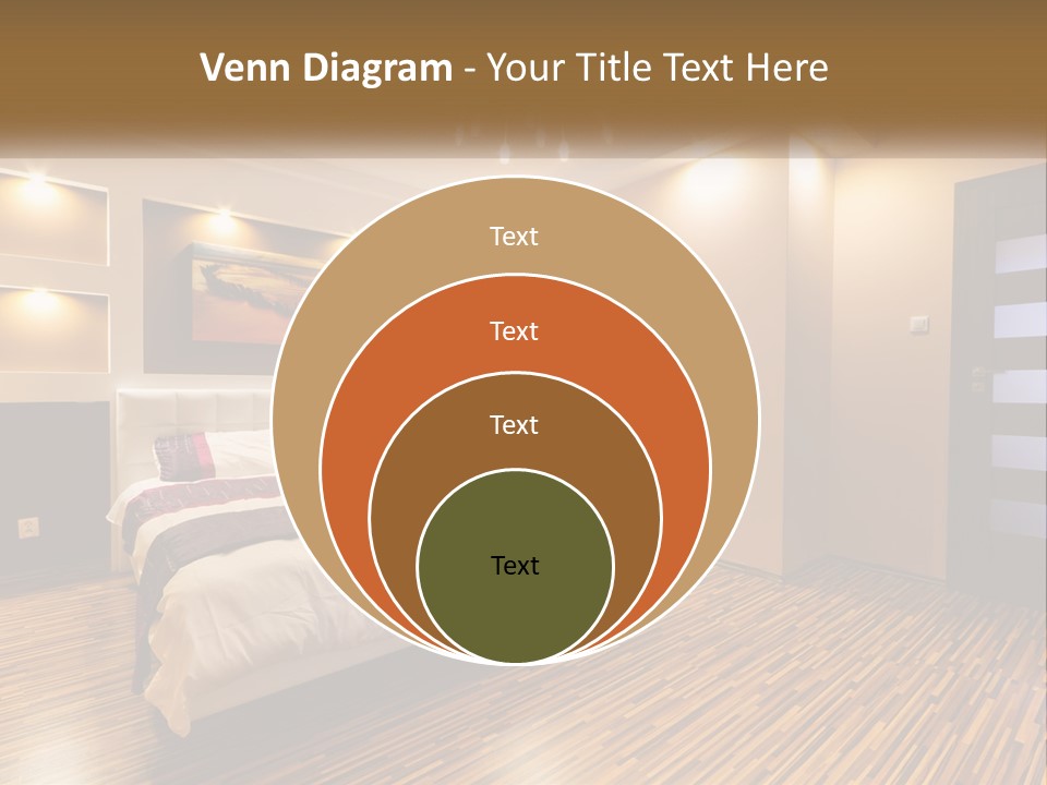 A Bedroom With A Bed And A Chandelier PowerPoint Template