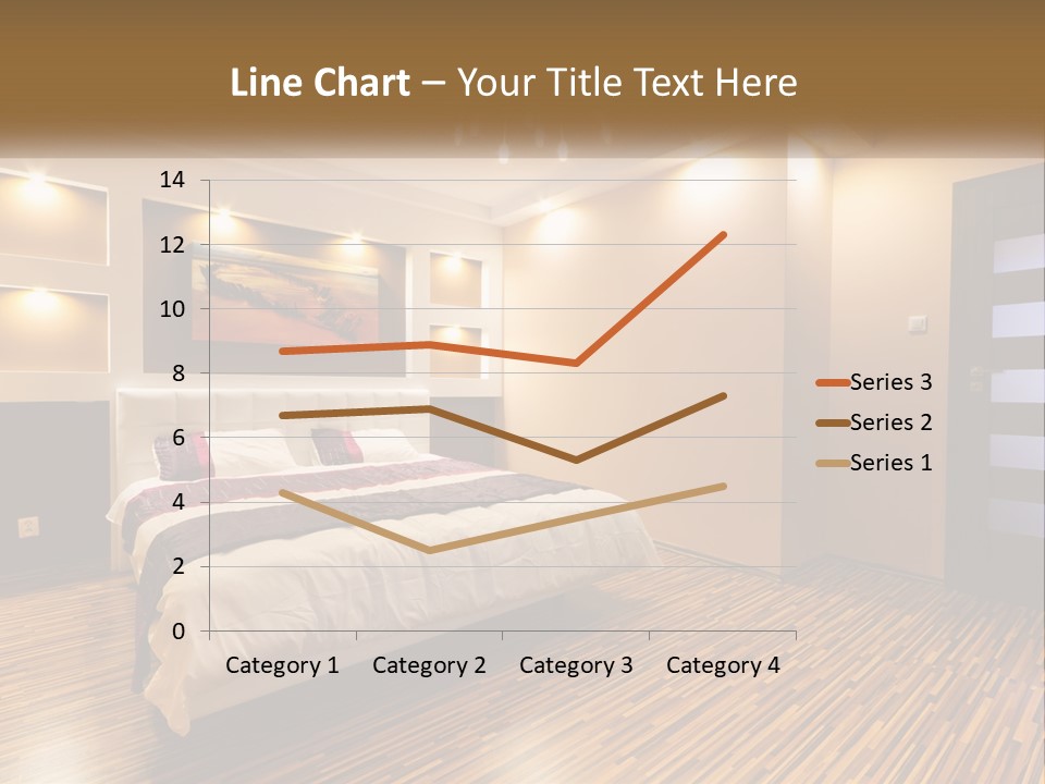 A Bedroom With A Bed And A Chandelier PowerPoint Template