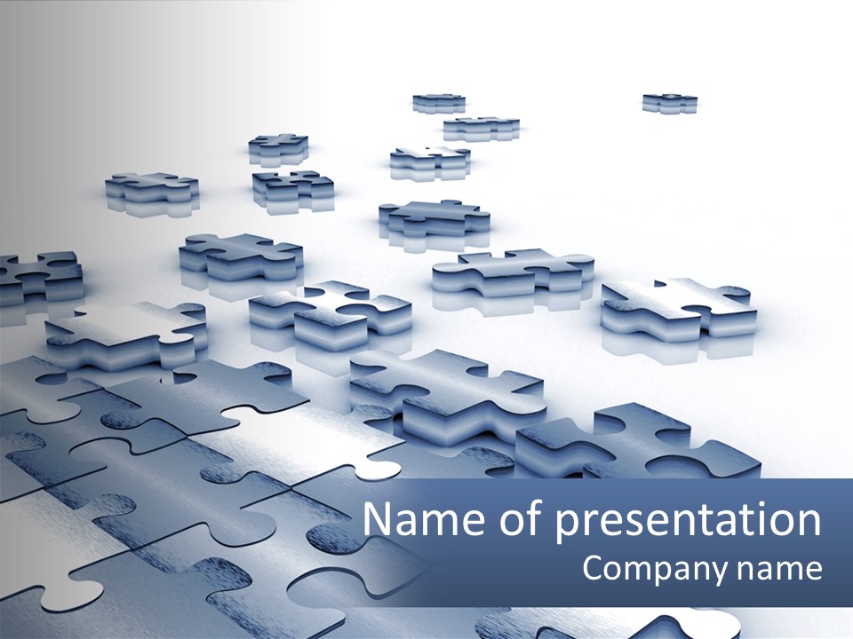 A Large Group Of Puzzle Pieces On A White Surface PowerPoint Template