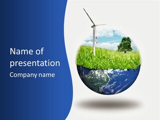 A Green Field With A Wind Turbine On Top Of It PowerPoint Template