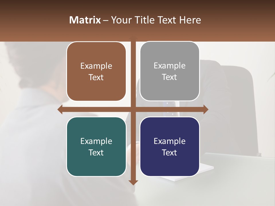 A Man Shaking Hands With A Woman At A Desk PowerPoint Template