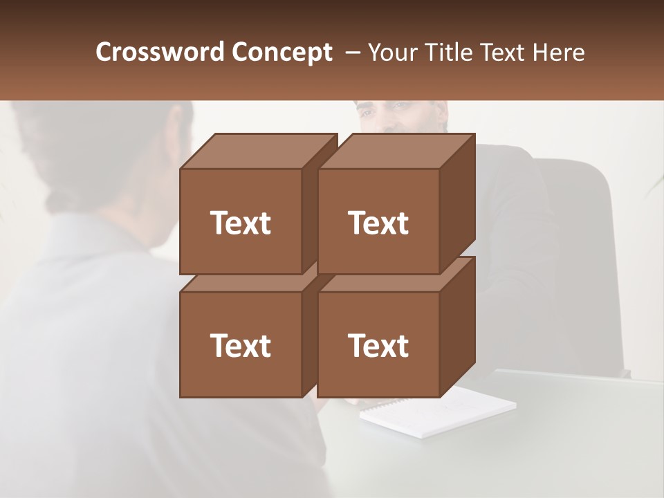 A Man Shaking Hands With A Woman At A Desk PowerPoint Template