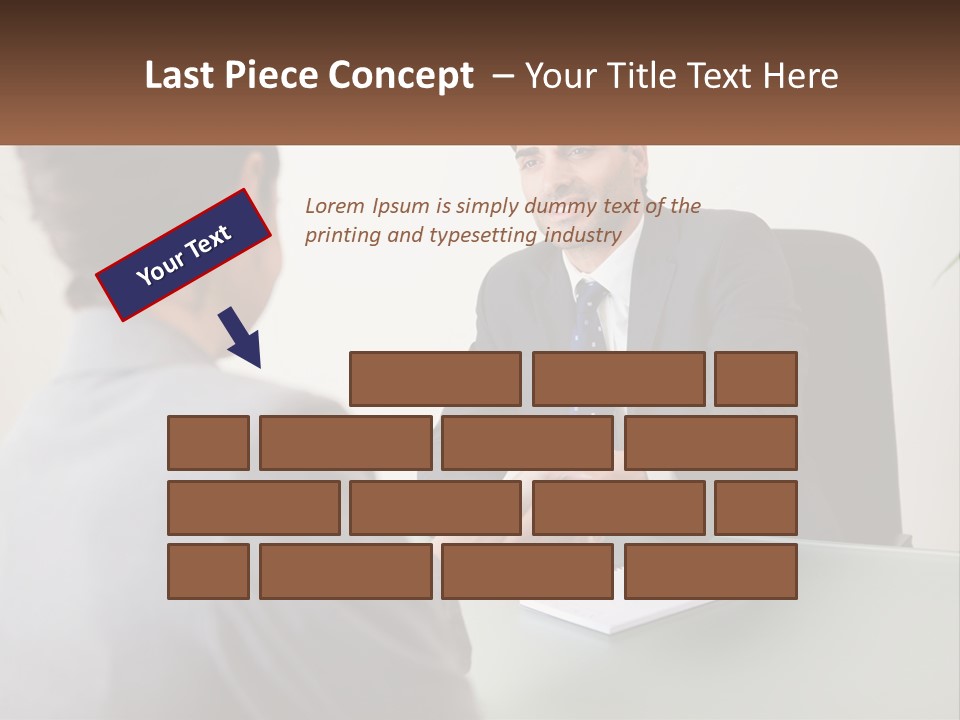 A Man Shaking Hands With A Woman At A Desk PowerPoint Template