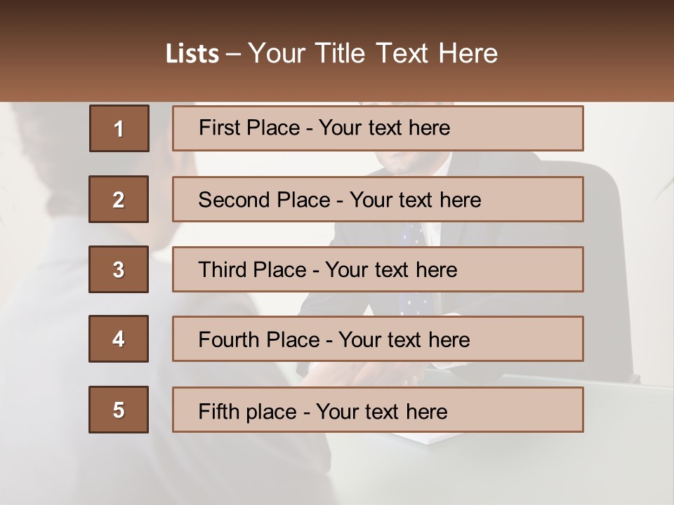 A Man Shaking Hands With A Woman At A Desk PowerPoint Template