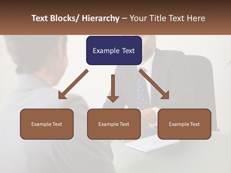 A Man Shaking Hands With A Woman At A Desk PowerPoint Template