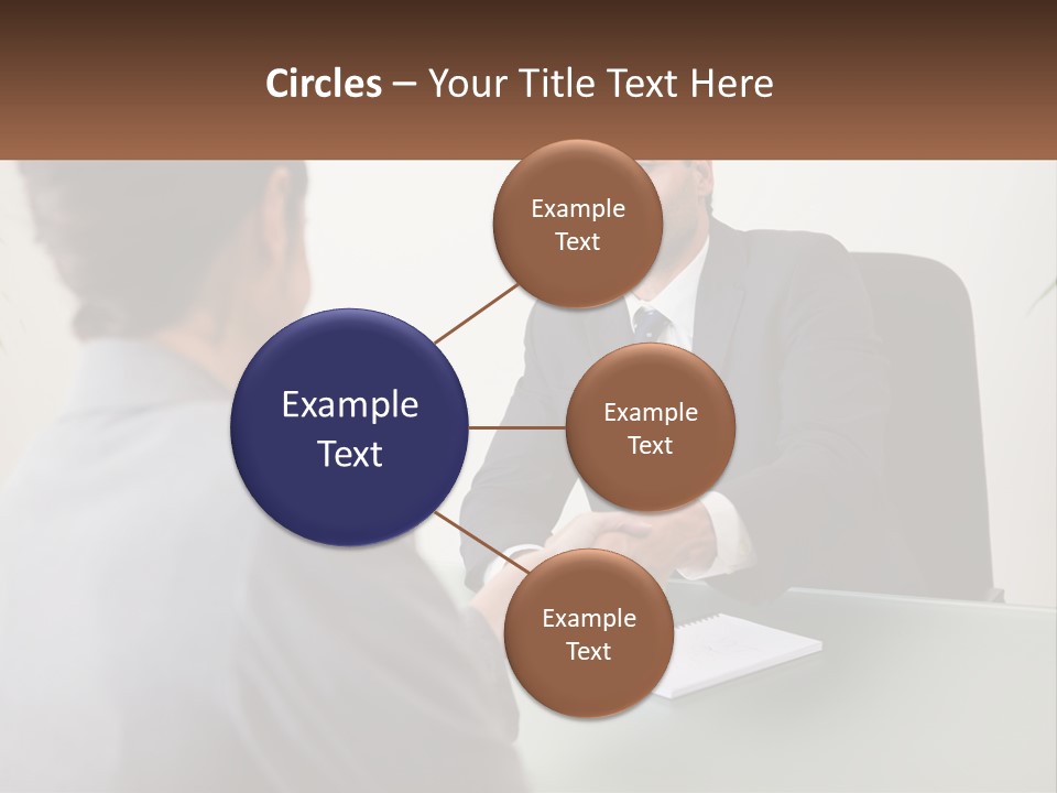 A Man Shaking Hands With A Woman At A Desk PowerPoint Template