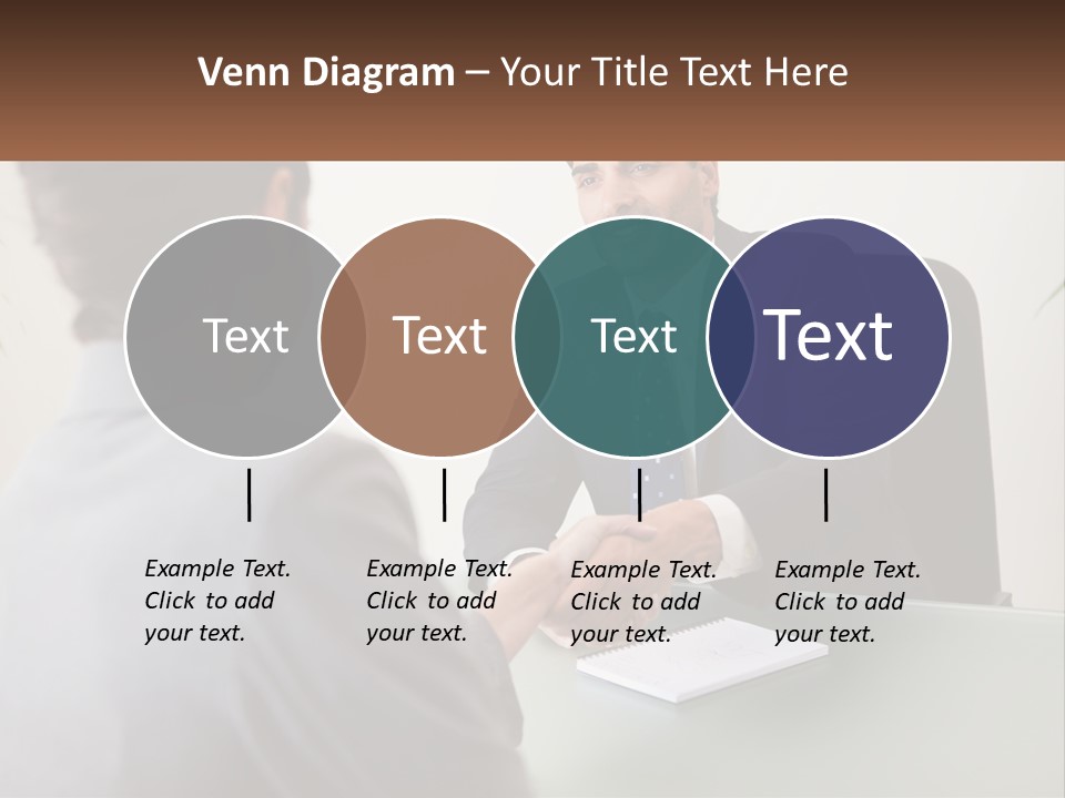 A Man Shaking Hands With A Woman At A Desk PowerPoint Template