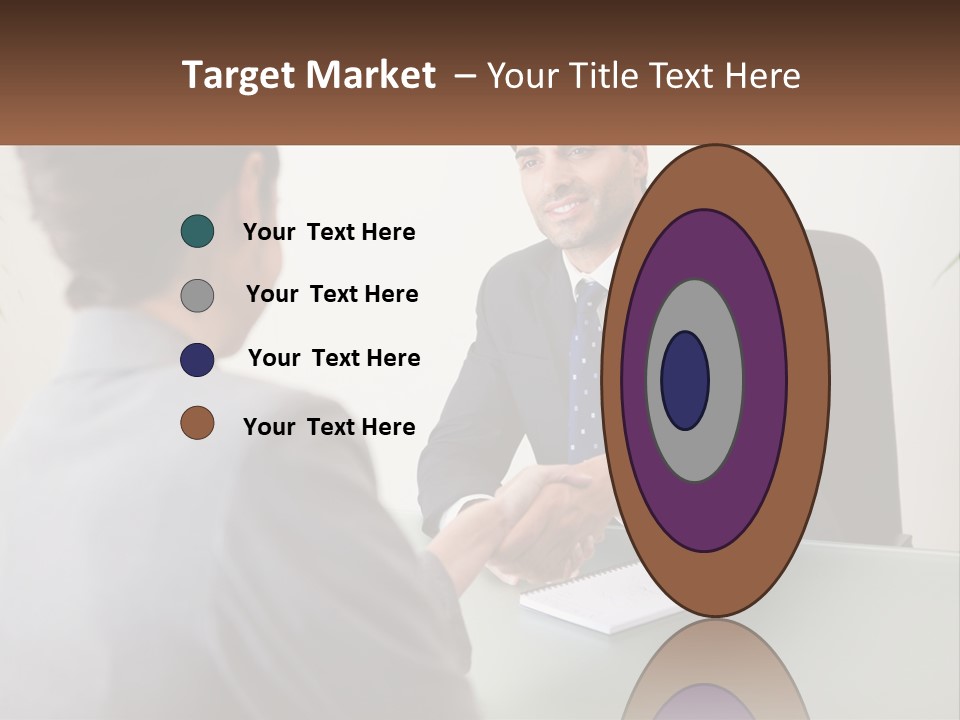 A Man Shaking Hands With A Woman At A Desk PowerPoint Template