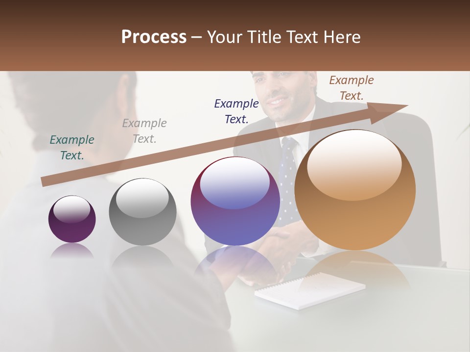 A Man Shaking Hands With A Woman At A Desk PowerPoint Template