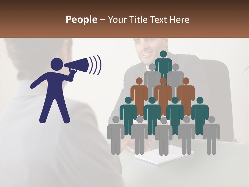 A Man Shaking Hands With A Woman At A Desk PowerPoint Template