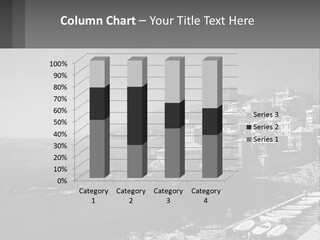 A Black And White Photo Of A Town By The Water PowerPoint Template