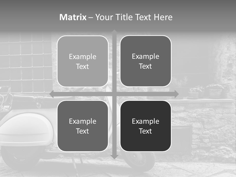 A Motor Scooter Parked In Front Of A Stone Building PowerPoint Template