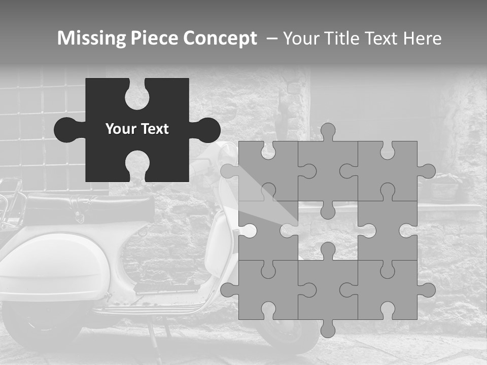 A Motor Scooter Parked In Front Of A Stone Building PowerPoint Template