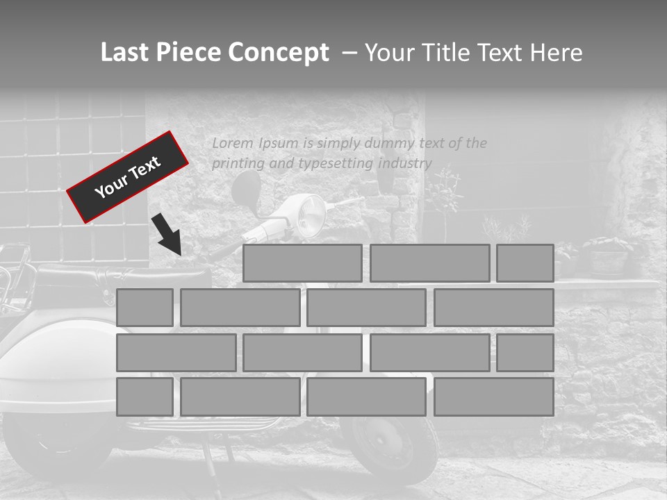 A Motor Scooter Parked In Front Of A Stone Building PowerPoint Template