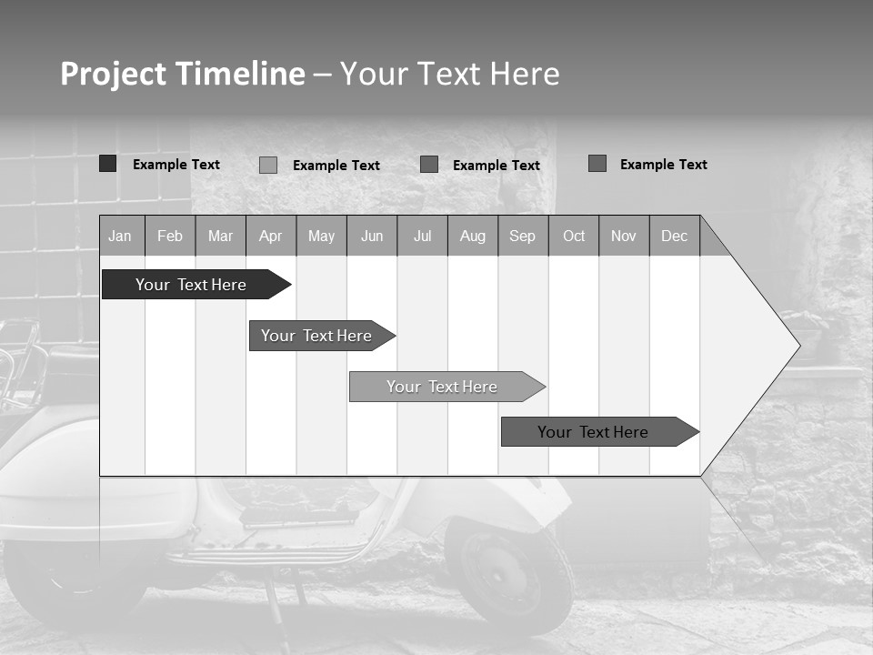 A Motor Scooter Parked In Front Of A Stone Building PowerPoint Template