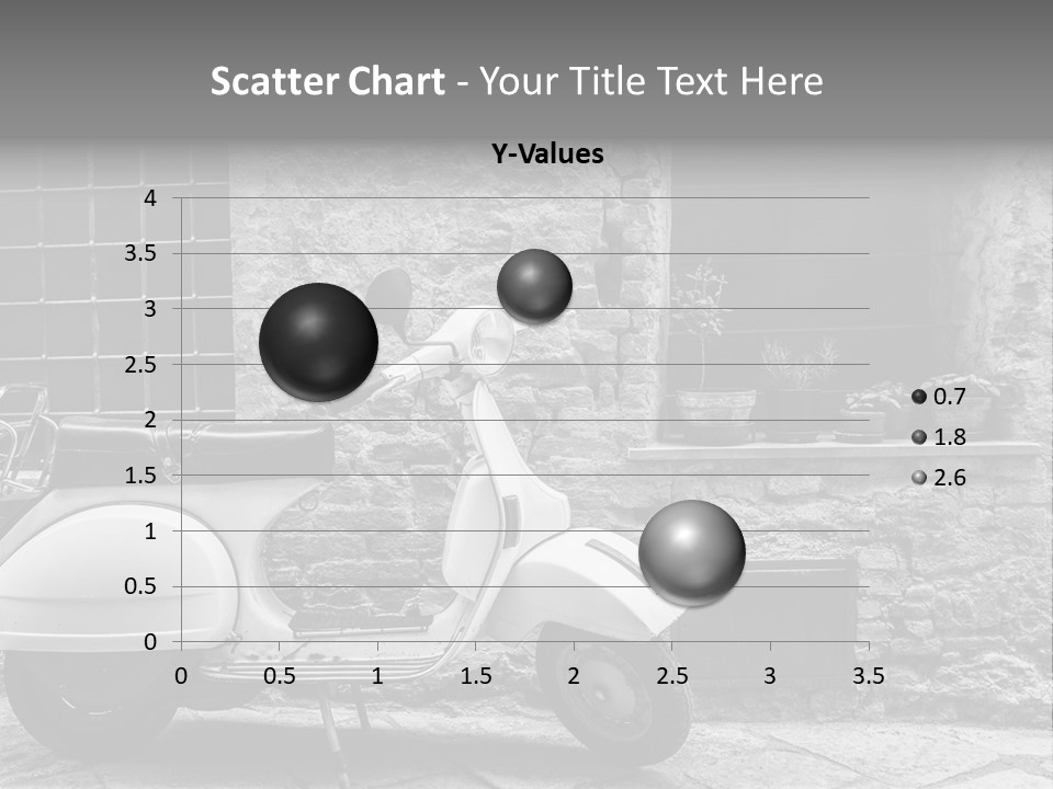 A Motor Scooter Parked In Front Of A Stone Building PowerPoint Template