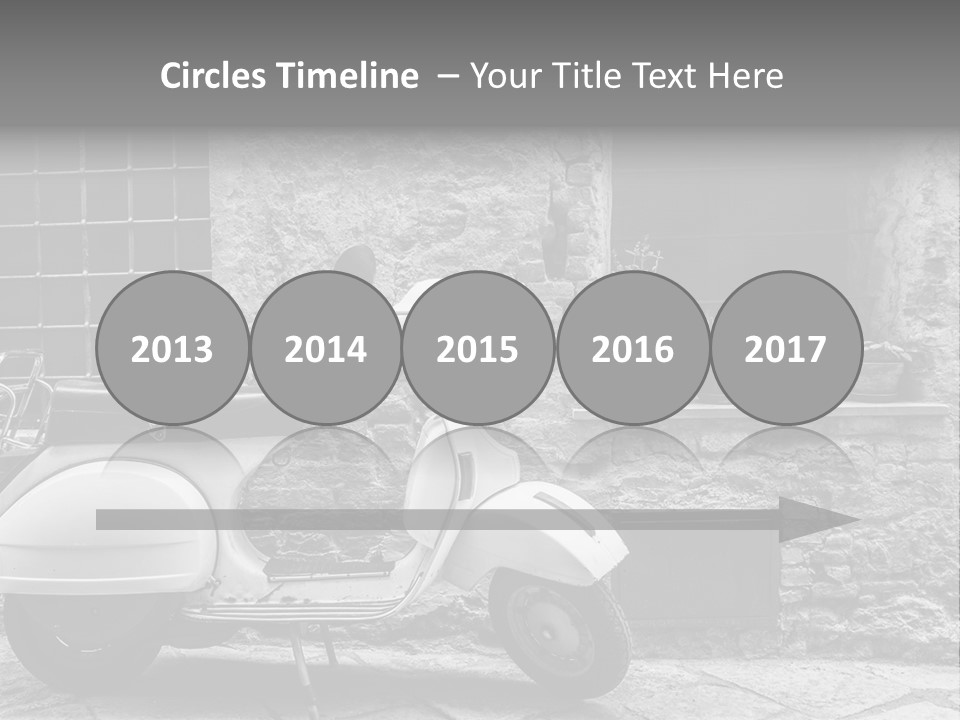 A Motor Scooter Parked In Front Of A Stone Building PowerPoint Template