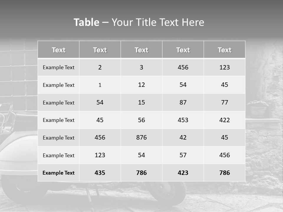 A Motor Scooter Parked In Front Of A Stone Building PowerPoint Template