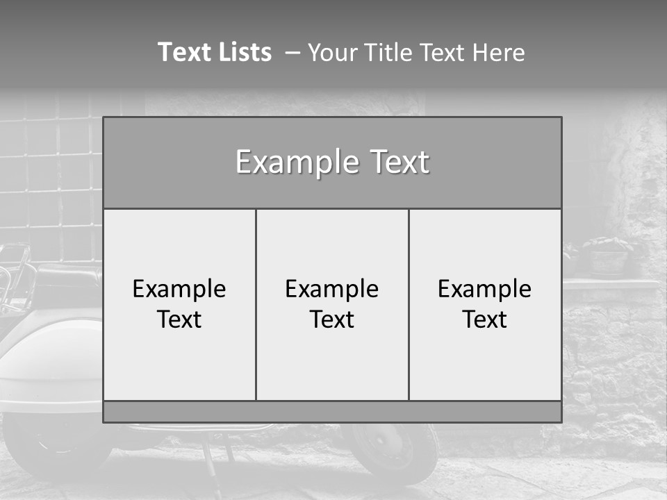 A Motor Scooter Parked In Front Of A Stone Building PowerPoint Template