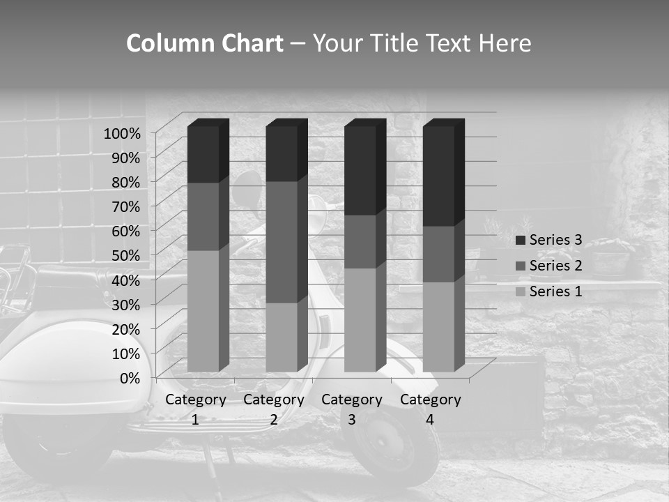 A Motor Scooter Parked In Front Of A Stone Building PowerPoint Template