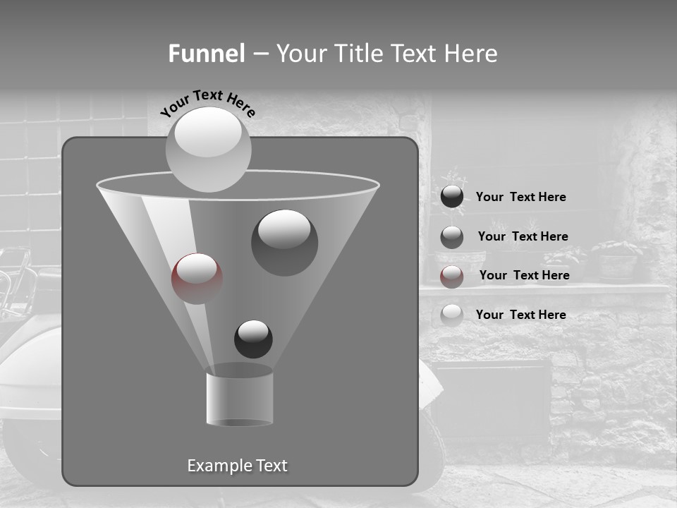 A Motor Scooter Parked In Front Of A Stone Building PowerPoint Template