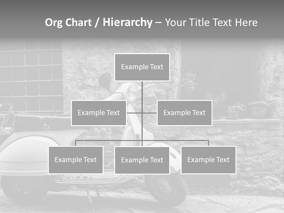 A Motor Scooter Parked In Front Of A Stone Building PowerPoint Template