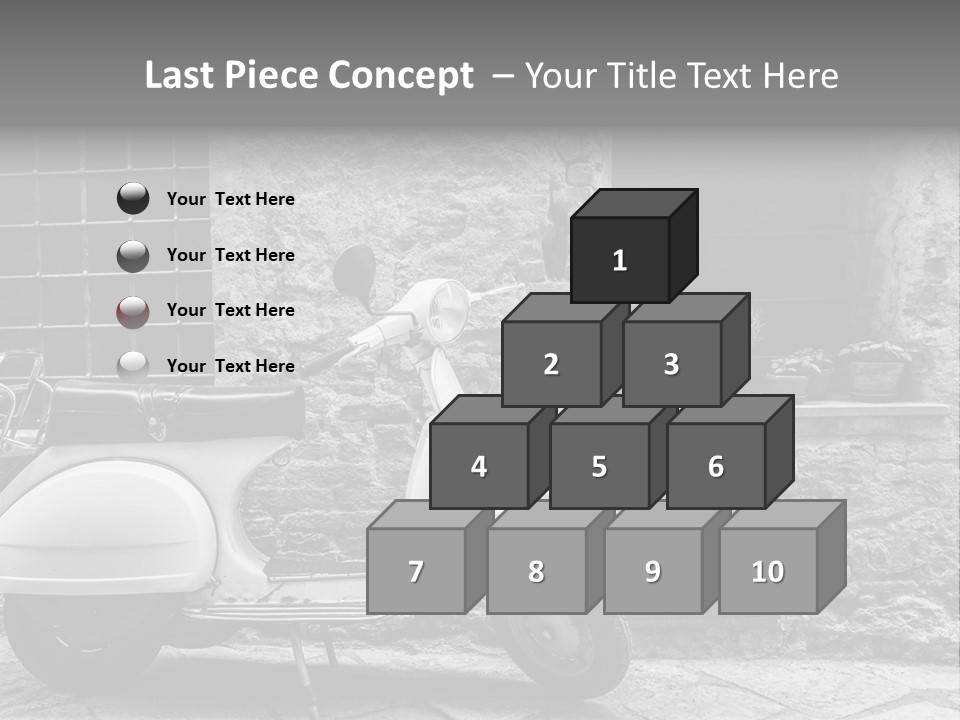 A Motor Scooter Parked In Front Of A Stone Building PowerPoint Template