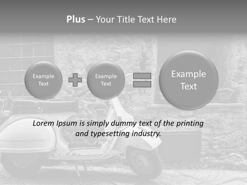 A Motor Scooter Parked In Front Of A Stone Building PowerPoint Template