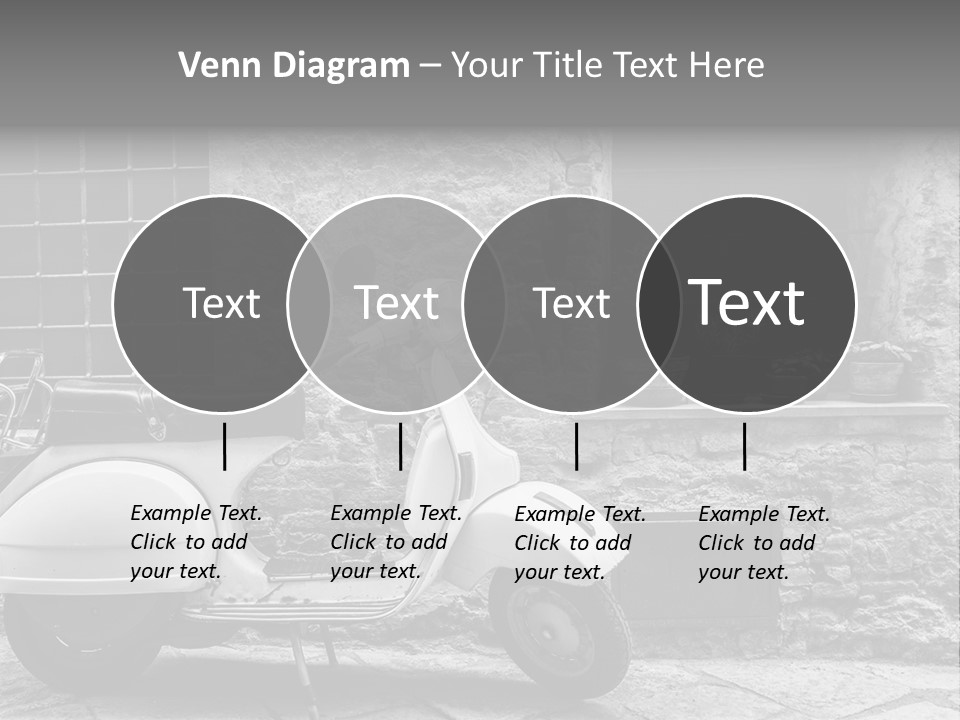 A Motor Scooter Parked In Front Of A Stone Building PowerPoint Template