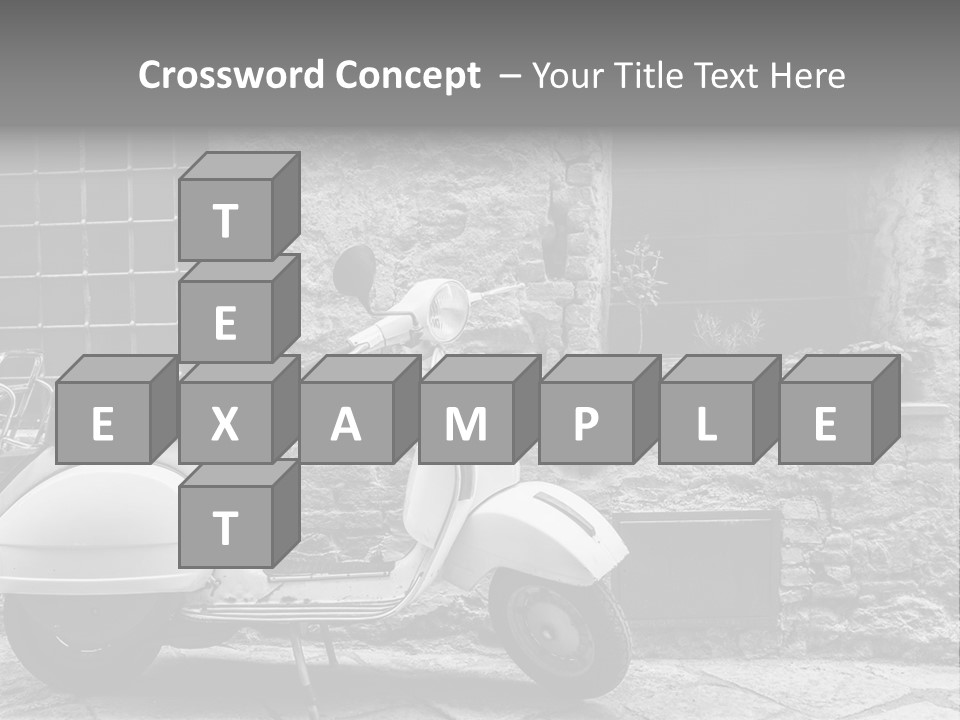 A Motor Scooter Parked In Front Of A Stone Building PowerPoint Template