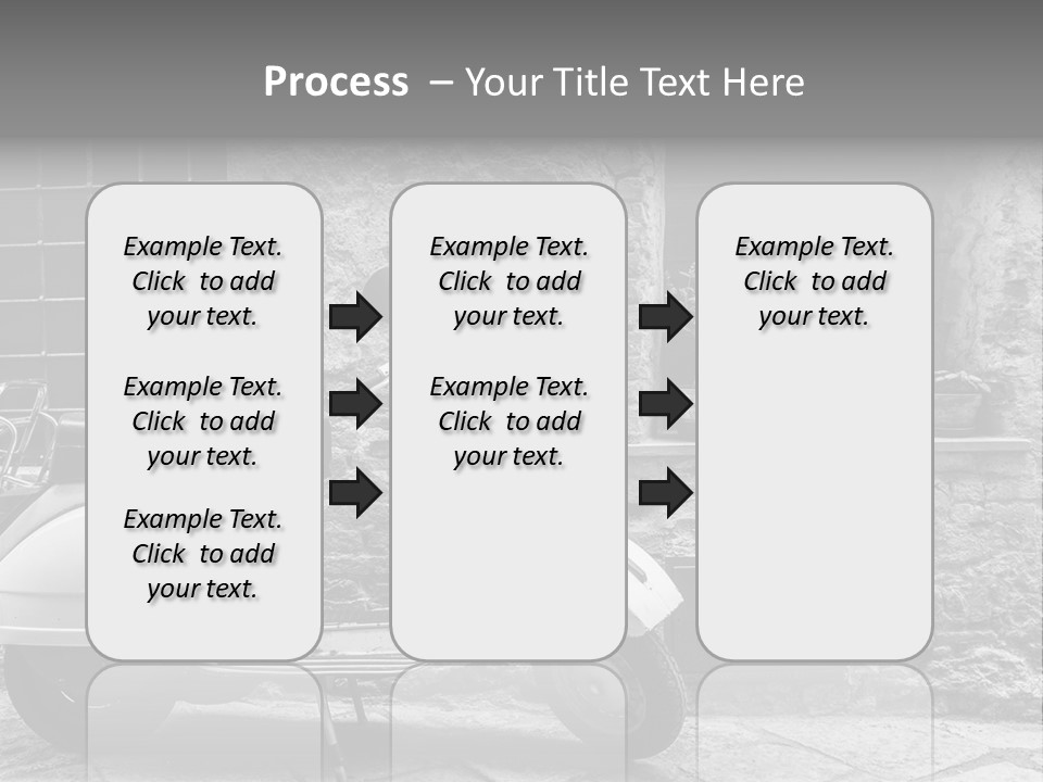 A Motor Scooter Parked In Front Of A Stone Building PowerPoint Template