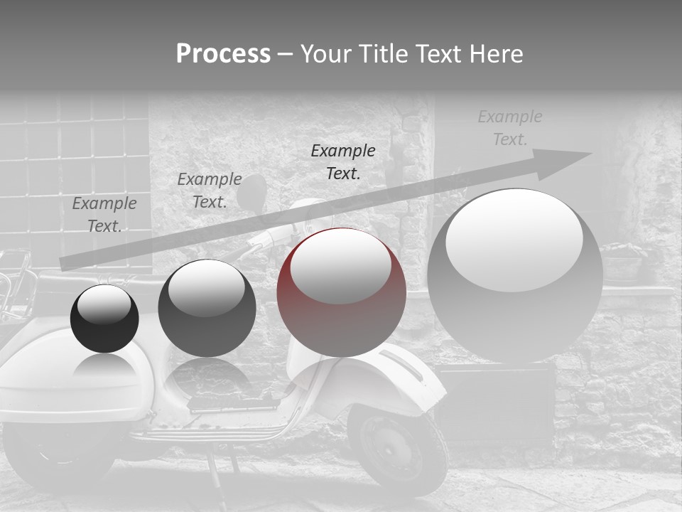 A Motor Scooter Parked In Front Of A Stone Building PowerPoint Template