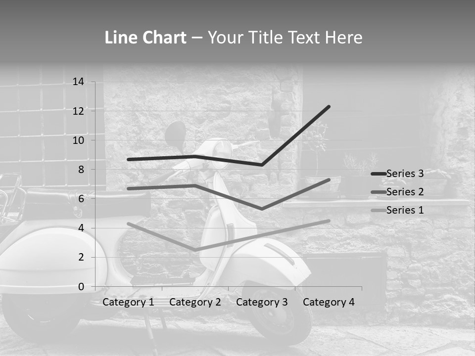 A Motor Scooter Parked In Front Of A Stone Building PowerPoint Template