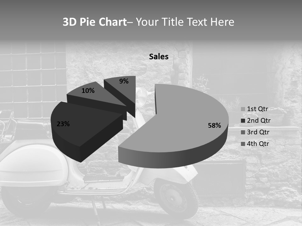 A Motor Scooter Parked In Front Of A Stone Building PowerPoint Template