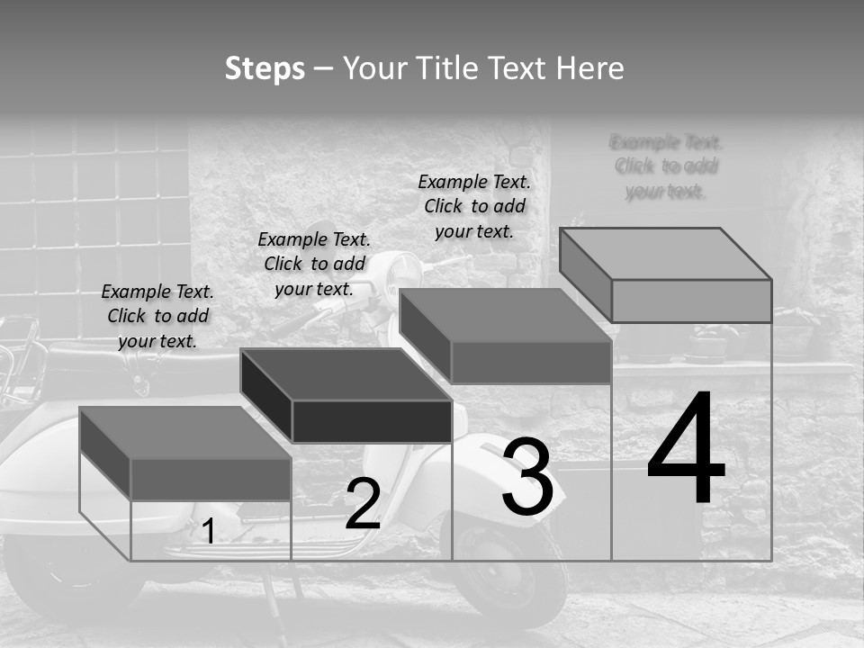 A Motor Scooter Parked In Front Of A Stone Building PowerPoint Template