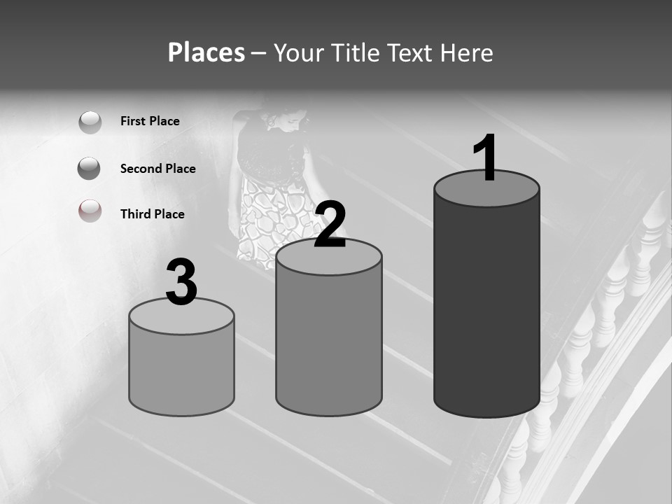 A Woman Walking Down A Flight Of Stairs PowerPoint Template