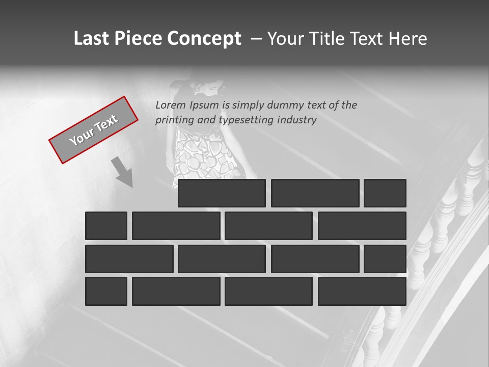 A Woman Walking Down A Flight Of Stairs PowerPoint Template
