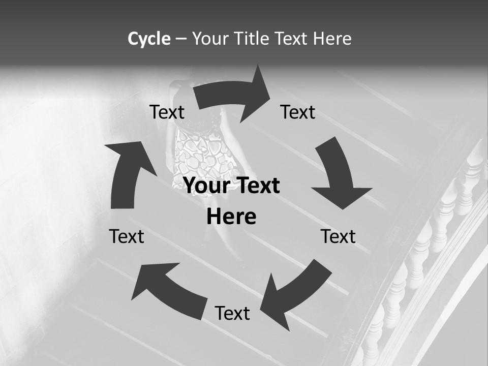 A Woman Walking Down A Flight Of Stairs PowerPoint Template