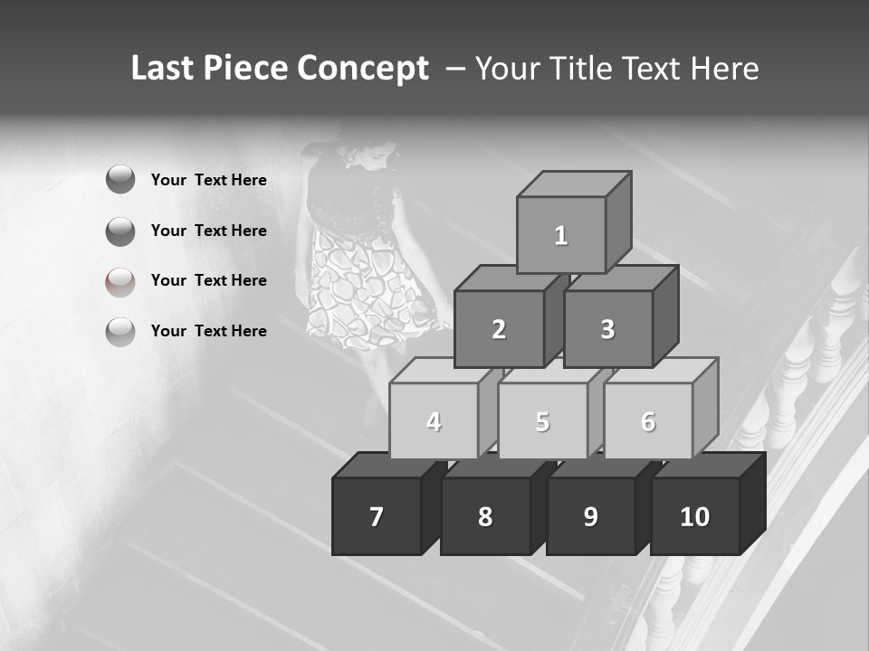 A Woman Walking Down A Flight Of Stairs PowerPoint Template