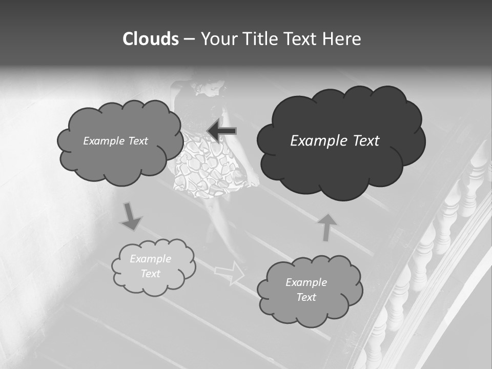 A Woman Walking Down A Flight Of Stairs PowerPoint Template