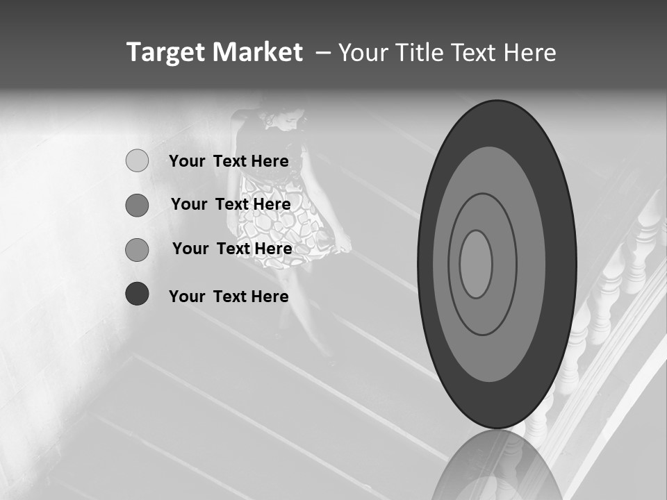 A Woman Walking Down A Flight Of Stairs PowerPoint Template