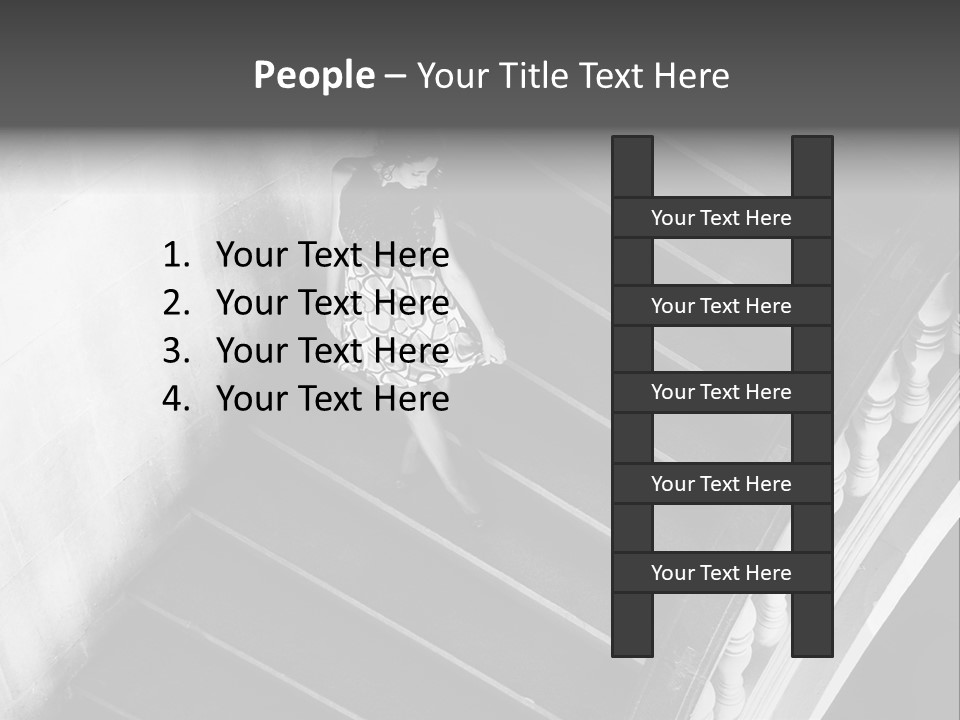 A Woman Walking Down A Flight Of Stairs PowerPoint Template