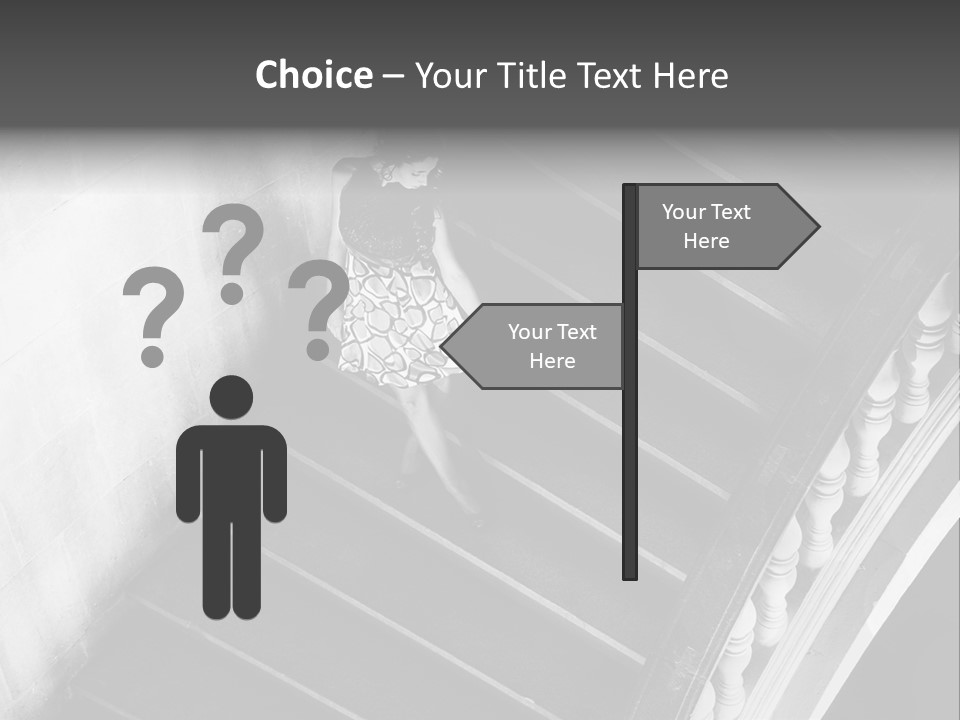A Woman Walking Down A Flight Of Stairs PowerPoint Template