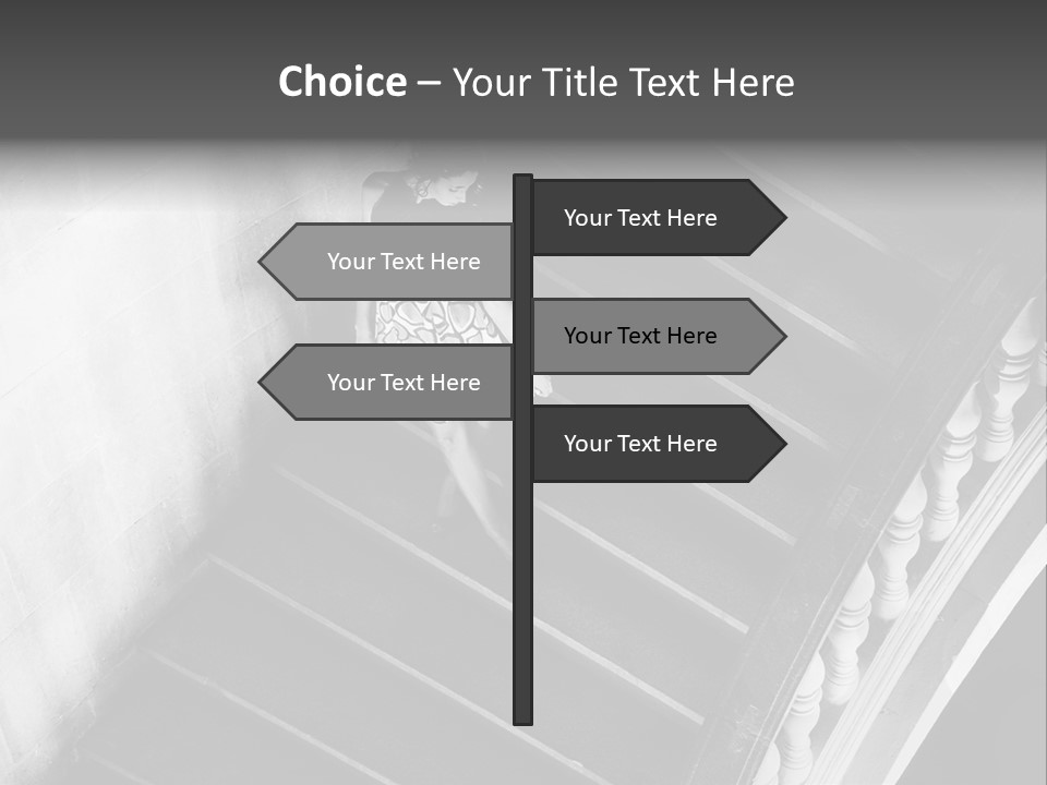 A Woman Walking Down A Flight Of Stairs PowerPoint Template