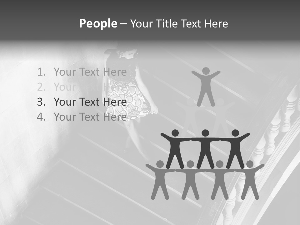 A Woman Walking Down A Flight Of Stairs PowerPoint Template