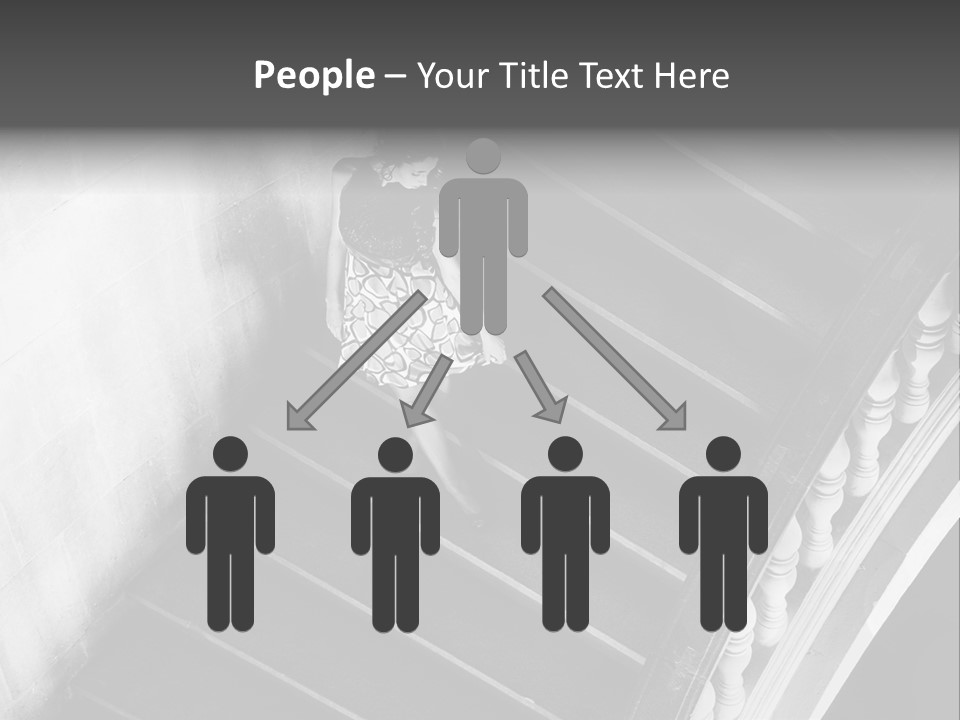 A Woman Walking Down A Flight Of Stairs PowerPoint Template